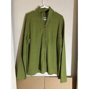 Eddie Bauer Jacket Mens Large Green 100% Cotton Knit Outdoor hiking Jumper